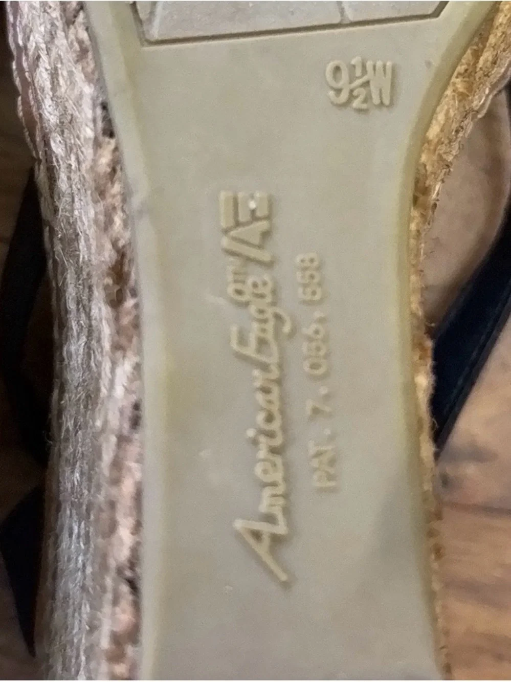 American Eagle Outfitters Navy and Cream Striped Espadrille Wedges - Picture 3 of 7